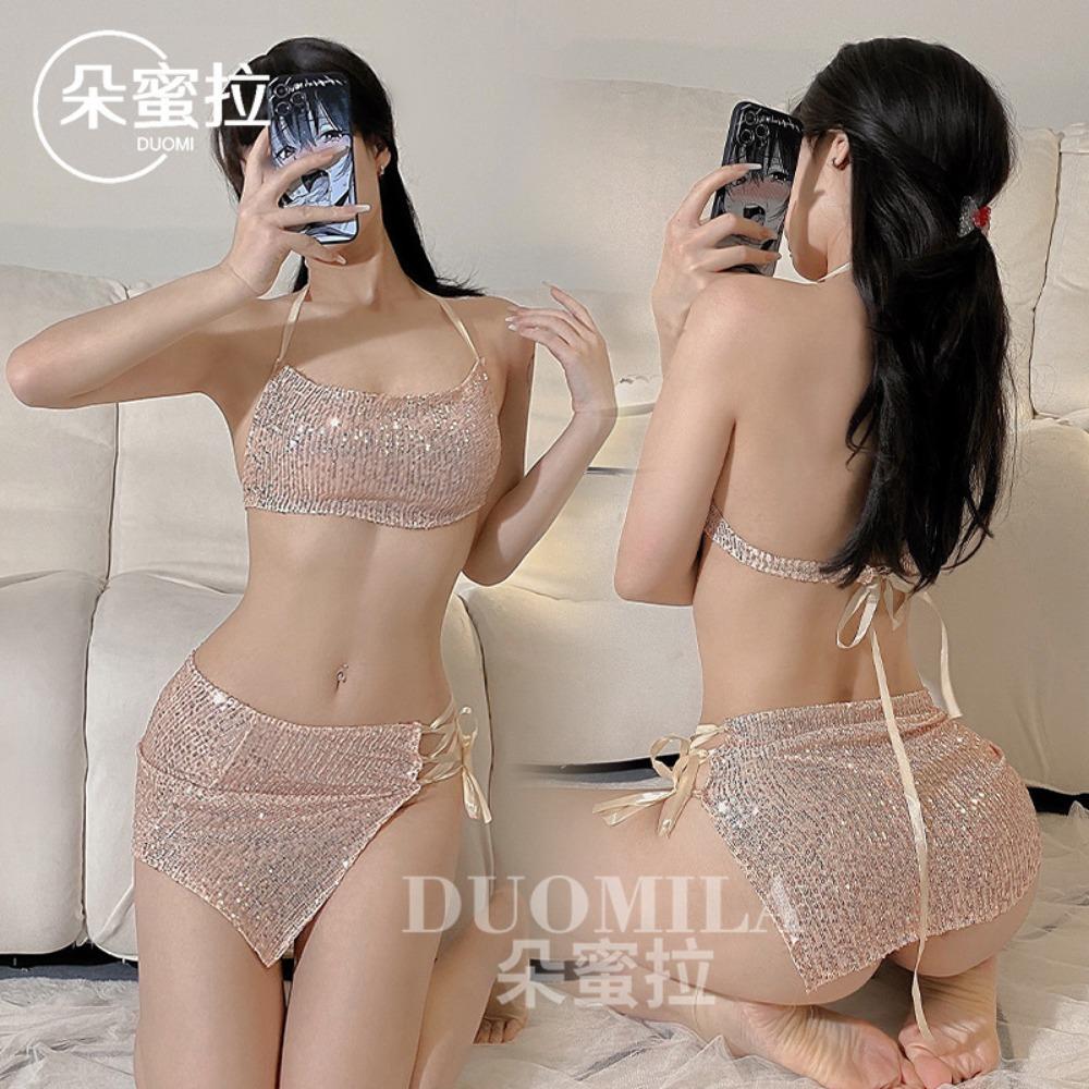 Domira Erotic Outfit Bright Sequins Nightclub Split Outfit 6728 Erotic Lingerie Uniform Sexy Passion F341