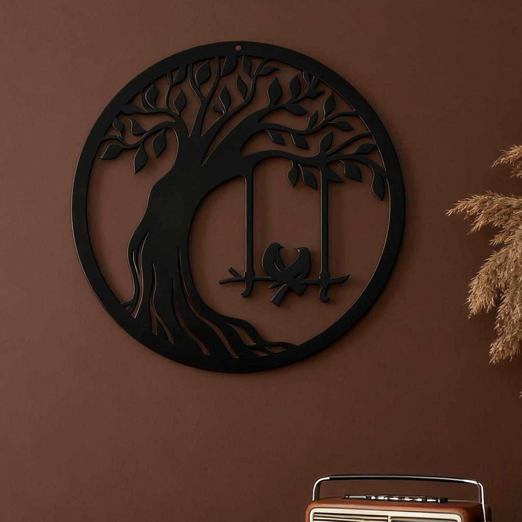Tree Wall Plaque ,Decoration Modern Iron 30cm Ornament Art Decor for Yard Backyard Home Farm