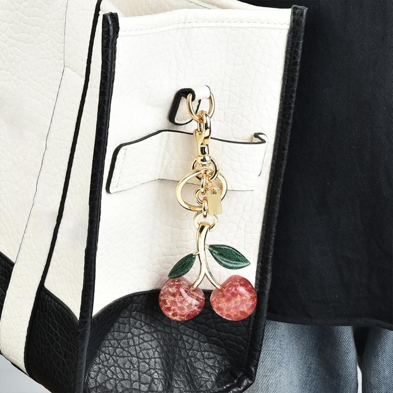 Set of 2 Handmade Phone Lanyard Cherrys Pendant Keychain Detachable Phone Chain Portable Keyring Accessory for Women Men