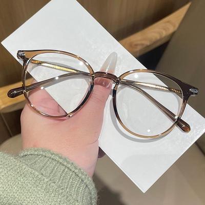 Korean Style TR90 Round Anti-Blue Light Glasses - Lightweight Retro Frame, Prescription-Compatible