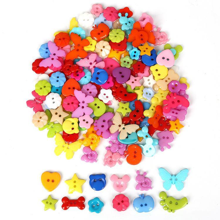 Colorful Plastic Button Set: Heart, Star, Butterfly, Round - DIY Jewelry Craft Accessories