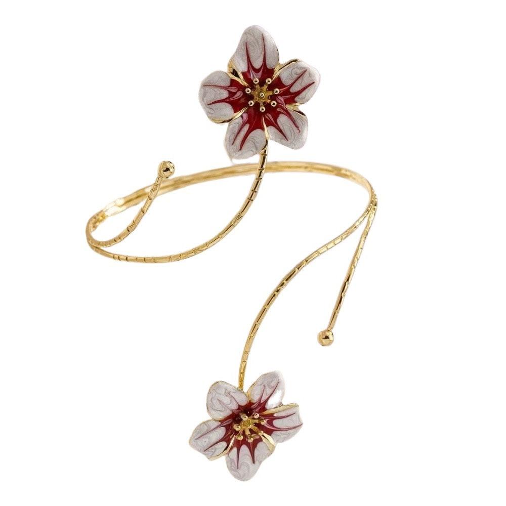 

Floral Flower Bracelet Drip Oil Armband Vintage Open Arm Bangle Gift червоний