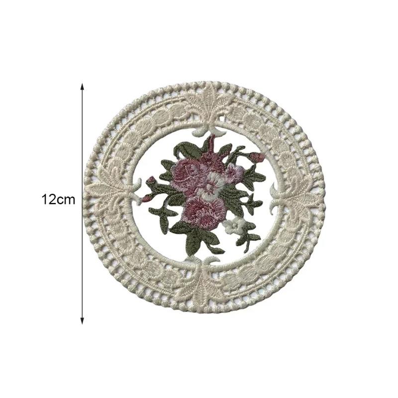 Court Style Vintage Lace Coaster Placemat Embroidery Craft Bowls Coffee Cups Coaster European Style Fabric Anti-Scald Table Mat