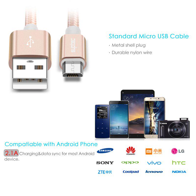Micro-USB-kabel Nylon gevlochten data-snellader USB-kabel voor Samsung Xiaomi Redmi Huawei LG Microusb Android-telefoonkabels