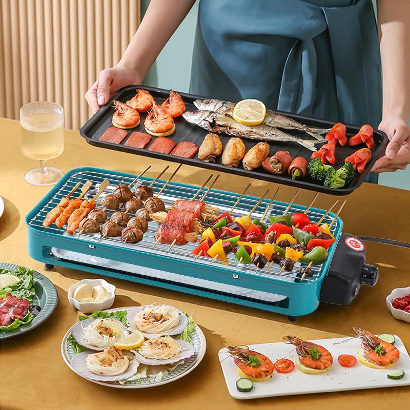 Electric Smokeless Non-stick BBQ Grill for Indoor/Outdoor Use