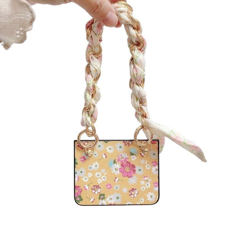 Fashion Flower Silk Scarf Hand Rope Suitable for Huawei Pura X Mobile Phone Case Wide Folding Screen Purax Muse Anti-drop Case