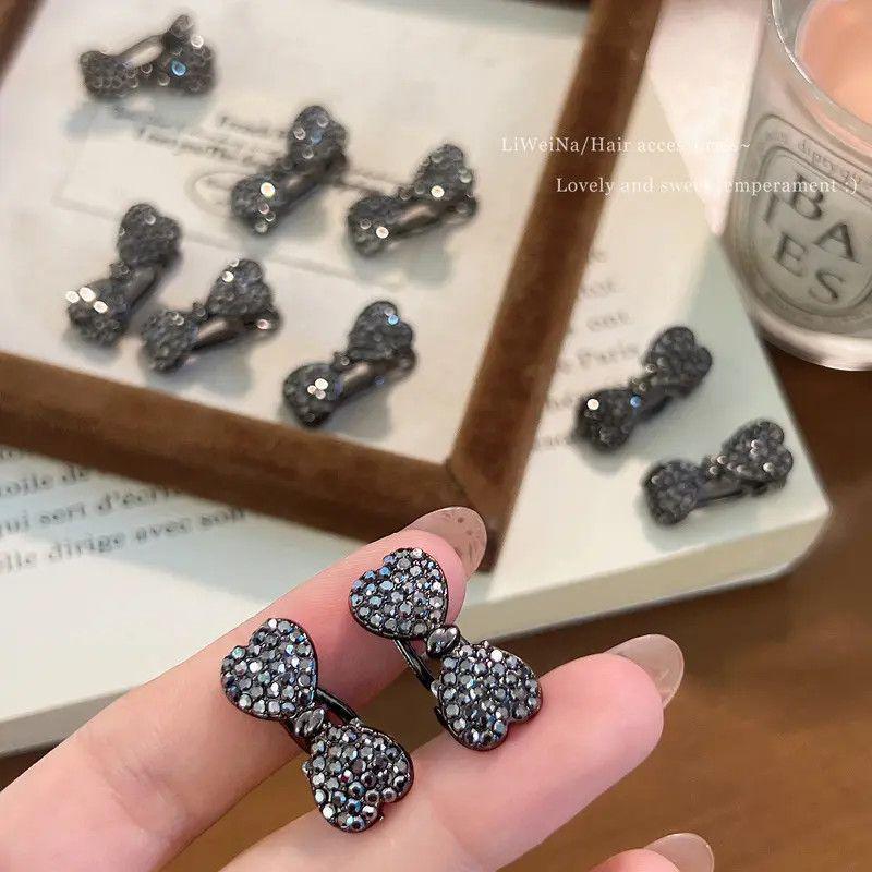 Elegant Rhinestone Bow Hair Clip for Women - Mini Alligator Side Bangs Accessory