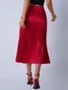 Women's Satin Silk Fishtail Midi Skirt - Autumn Collection