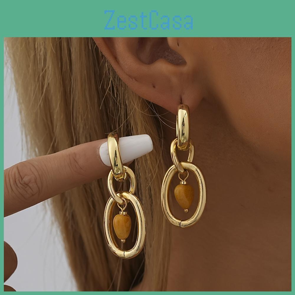 Fashion Heart Modern Shaped Earrings With Gold Plating Women For