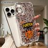 Phone case: 2D flat suitable for iPhone 18 17 16 15 14 13 Pro, transparent four corner protective case, pumpkin head, Christmas and Halloween gift