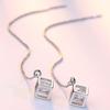 Sleek Minimalist Fashionable For Women Stylish Long Chain Tassel Earrings Korean Style Aaa Cube Pendant Drop Earrings JewelrySimple Chain