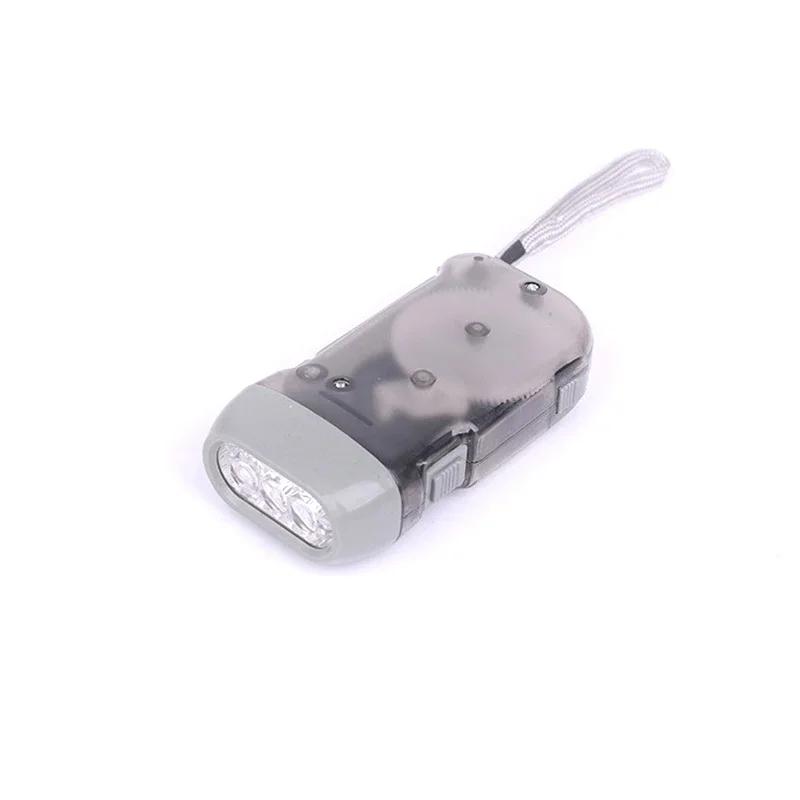 New 3 LED Hand Pressing Dynamo Crank Power Wind Up Flashlight Torch Light Hand Press Crank Camping Lamp Light