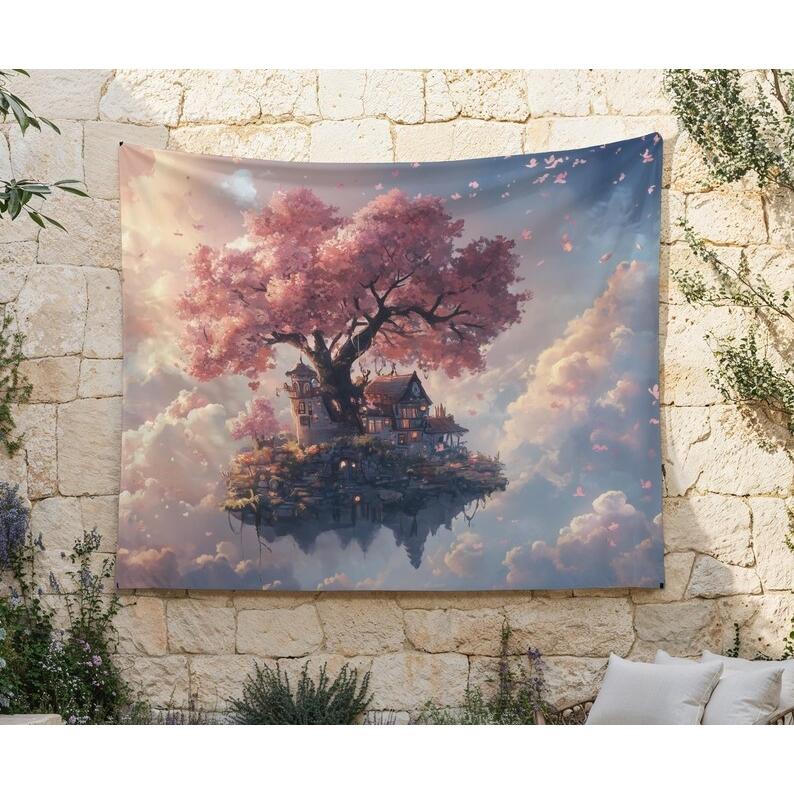 Floating House tapestry 75x100 чёрный