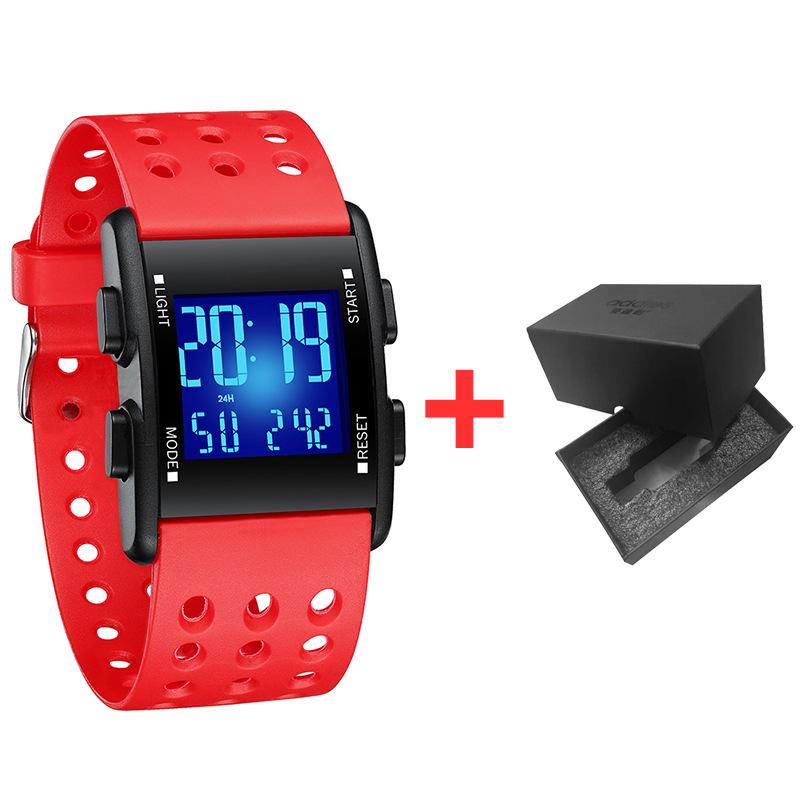 Светящиеся водонепроницаемые светодиодные цифровые часы Aidishen для студентов красный