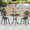 Three Piece Aluminium Floral Bistro Set Black