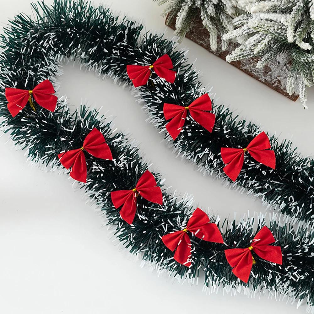 10M Christmas Garland with Gold Bow Decor
