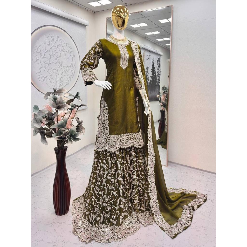 Indian Paksiatni Ethnic Salwar Kameez Bollywood Wedding Party Wear Sharara Suit