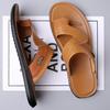 New Men's Sandals Summer Fashionable Pu Leather Flip Flops Youth Beach Shoes Slippers Comfortable Casual Footwear