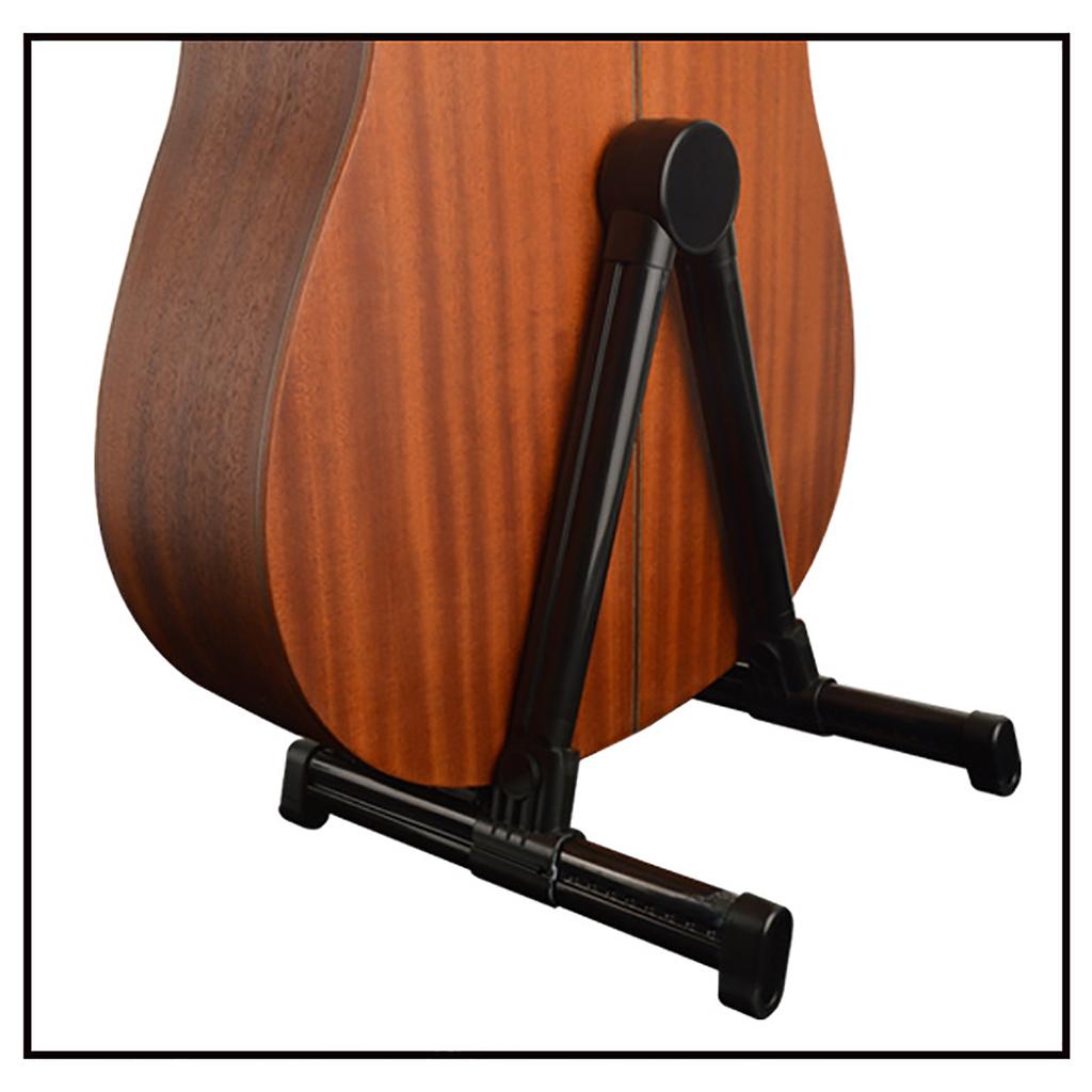 Black A Frame Guitar Stand with Silicone Pad Foldable Stable ABS Folk Guitar Bracket Rack for Home Classroom