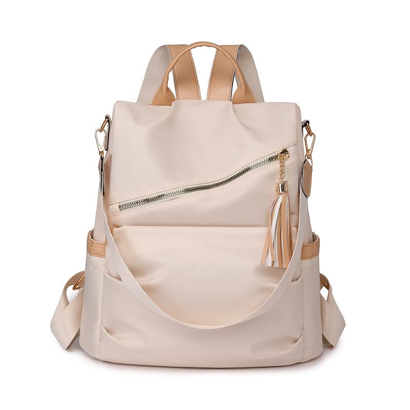 

Женский рюкзак с кисточками, многофункциональная сумка через плечо, большой вместимости, дорожный рюкзак бежевый