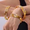18k Gold-Plated Titanium Steel Hollow Geometric Diamond Bracelet for Women