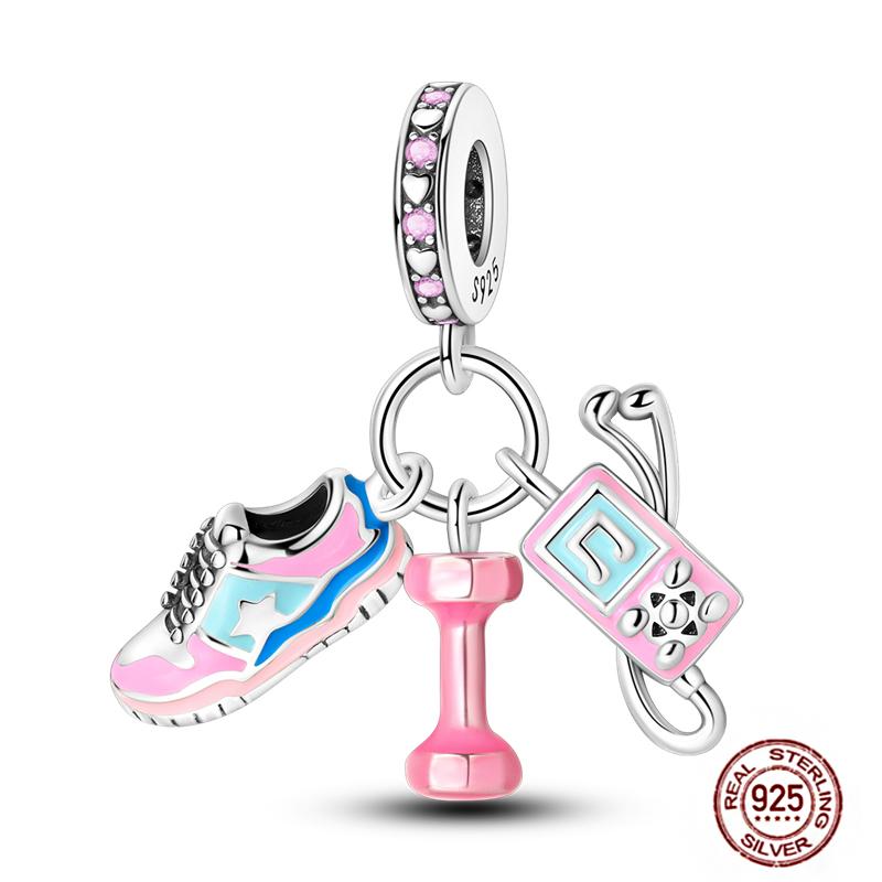 Daily Articles Copper Pink Perfume Charms Camera Dumbbell Smart Watch Beads Fit Original Bracelets Diy Jewelry Gift