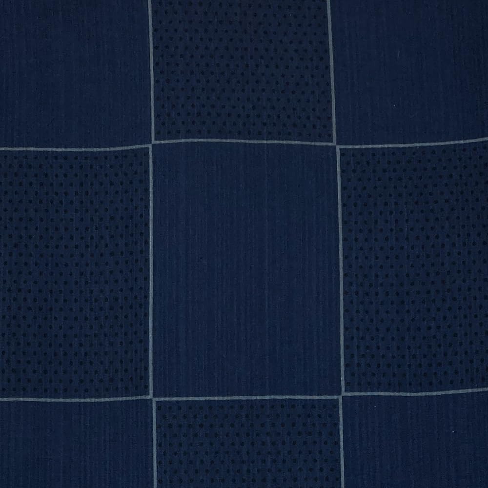 Conjunto Yukata para Hombre Kyoto Kimono Yuzen, Kimono de Algodón de 2 Piezas con Obi Cuadrado de Un Toque, Patrón de Cascada, Patrón Ajedrezado, Azul Marino (METRO)