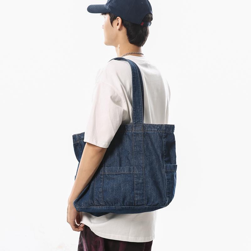 Denim Solid Color Large Capacity Tote Bag Daily Leisure Durable Shoulder Bags High Quality Casual Versatile Sweet Bags