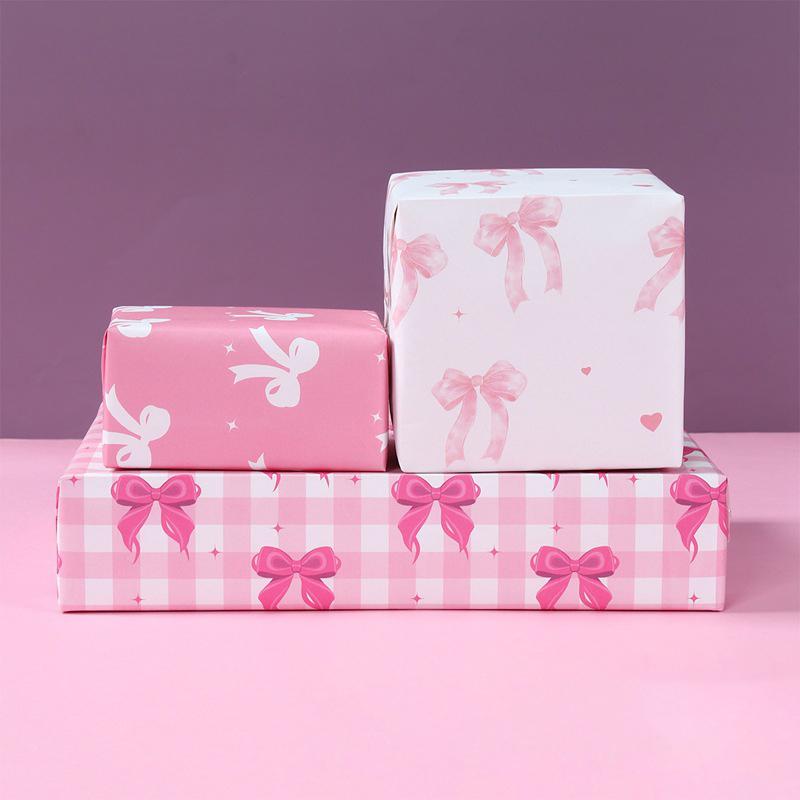 6 Blatt Cartoon Geschenkpapier Rosa Schleife Niedliche Katze Bär Elefant Muster Geburtstagsfeier Deko Geschenkverpackung DIY Bastelpapier