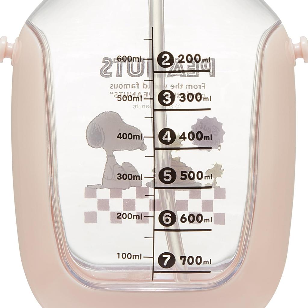 Skater Straw Water Bottle with Shoulder Snoopy Cafe PDSH8DX One-Push Strap, 780ml, 80's Design,
