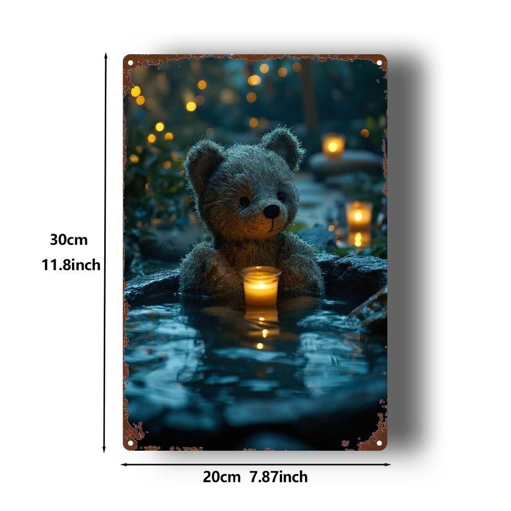 Retro Black Bear Mist Art Tin Sign 20x30cm Dramatic Wall Decor