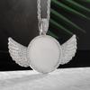 Memorial Round Wings Picture Frame Mirror Pendant Eco-friendly Alloy Jewelry with Precisely Set Zirconia Luxury Necklace