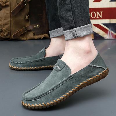Mocassins à enfiler en cuir d'automne Chaussures en cuir faites à la main Chaussures de conduite légères pour hommes