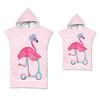 Flamingo Strandtuch Schnelltrocknend Kapuzenmantel Neoprenanzug Erwachsene Kinder Große Handtücher Eltern-Kind-Poncho Bademantel für Schwimmen Surfen