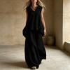 2 Piece Sets for Women Hooded Sleeveless Pullover Top And Long Pants Set Summer Casual Ruffle Lounge Outfits
