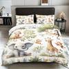 3pcs Duvet Cover Set King Size,Cartoon Zoo Pattern Print,  1 * Duvet Cover+2 pillowcases-Bedding Set for Bedroom,Hotel