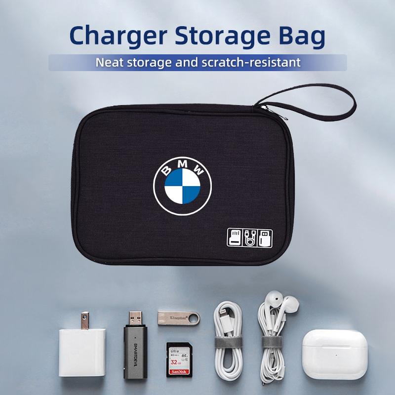 2025 Hot Car Data Cable Storage Bag Waterproof Travel Organizer Bag USB DataLine Charger For BMW E46 E90 E60 F10 E39 F30 E36 F20
