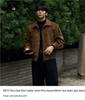 Men's Retro Lapel Jacket - Brown, Wrinkle-Resistant, Autumn/Winter Korean Commute Fashion