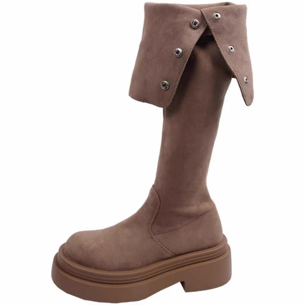 Wasteland Wind Stiefel Damen Herbst und Winter neue erhöhende Ritterstiefel leicht und vielseitig modische kleine hohe Stiefel