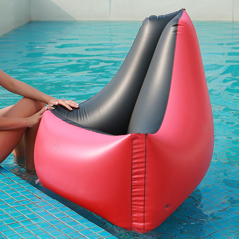 New Outdoor Inflatable Foldable Water Lounger Chair Sofas Inflatable Mattress Air Bed for Midday Rest Camping Red 85x85x85cm