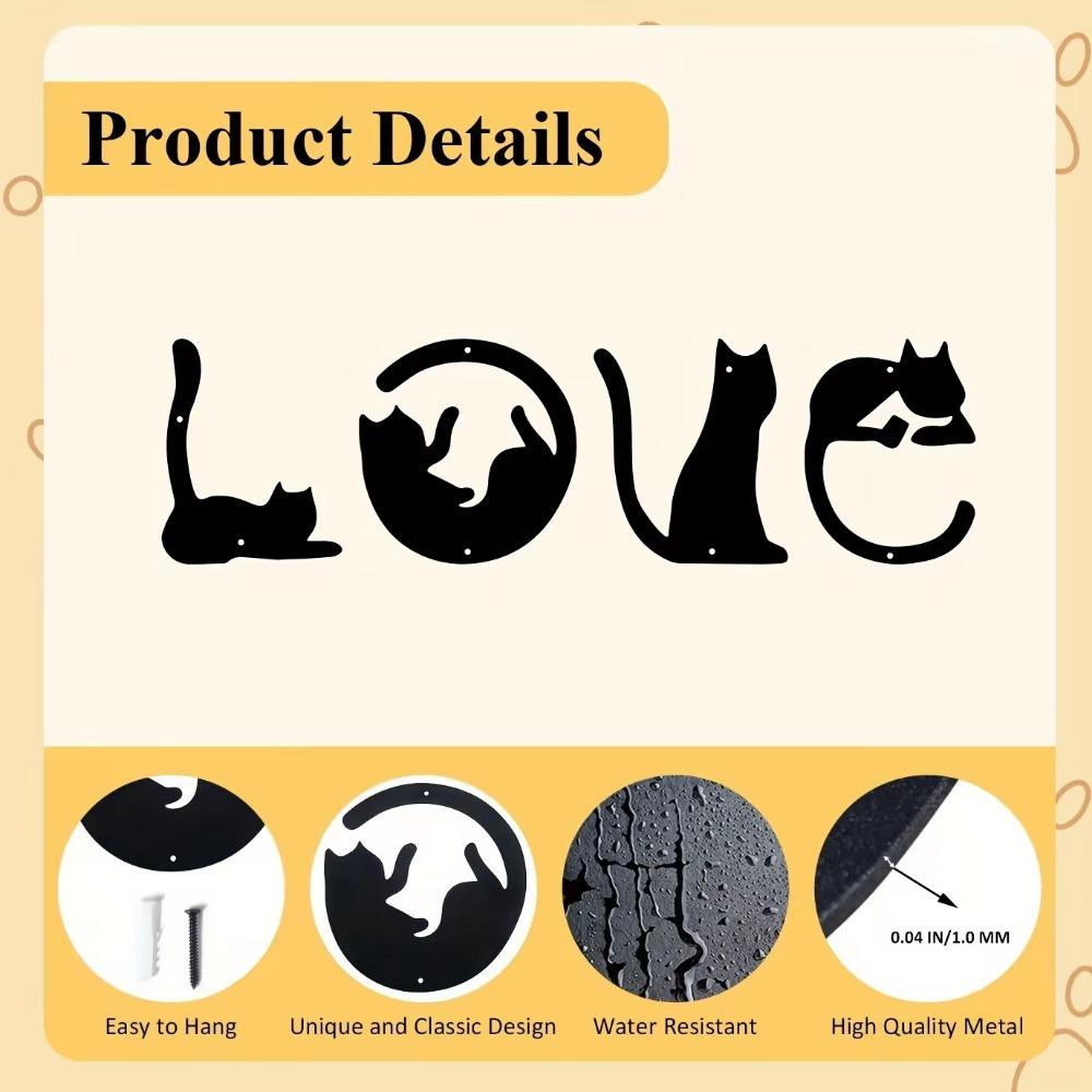 4pcs/set Cute Cat Metal Wall Decor - Abstract Home Wall Art for Room Decoration. Gothic Style, Ideal for Valentine's Day