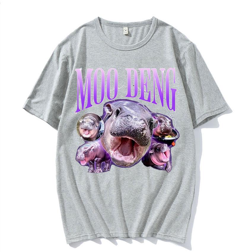Cute Moo Deng Baby Hippo Funny Meme Tee Shirt Unisex Women Fashion Vintage 90s Graphic Tshirt Hip Hop Oversized T Shirt Streetwear
