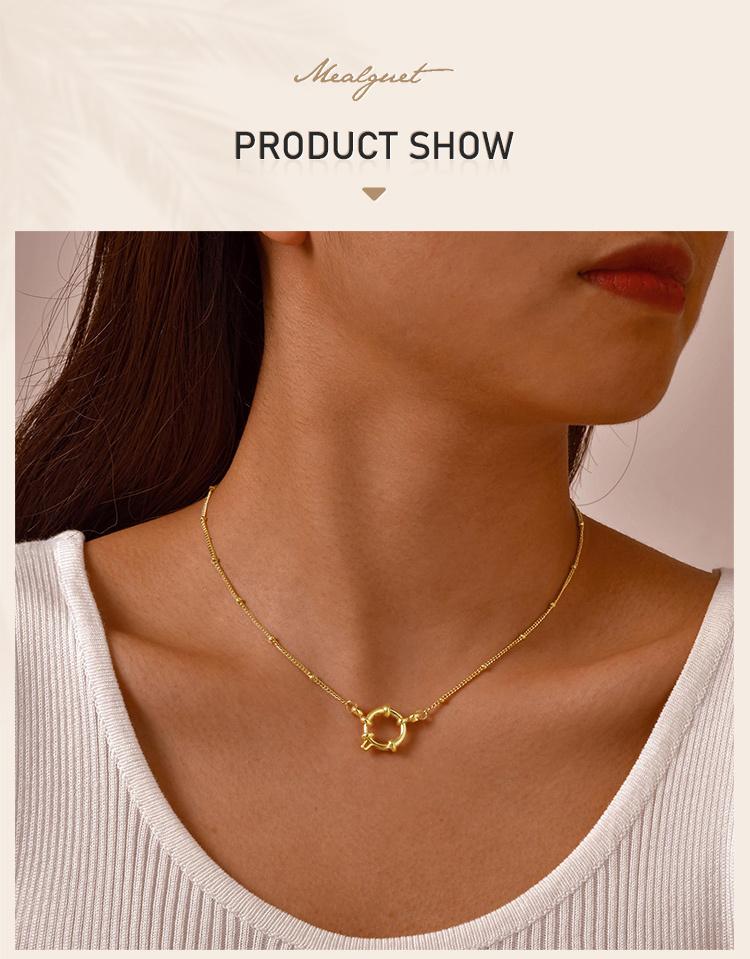 Edelstahl Kette Matrosen Halskette für Damen, Satelliten-/Kubanische Kette Choker, Verbessertes Federring Verschluss Minimalistischer Schmuck