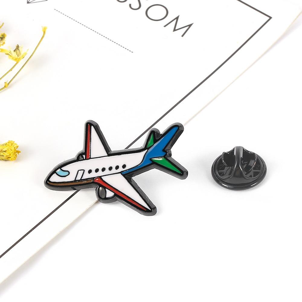 Creative Metal Enamel Badge Funny Letter Aircraft Brooch Cartoon Airplane Lapel Pin  Women Men