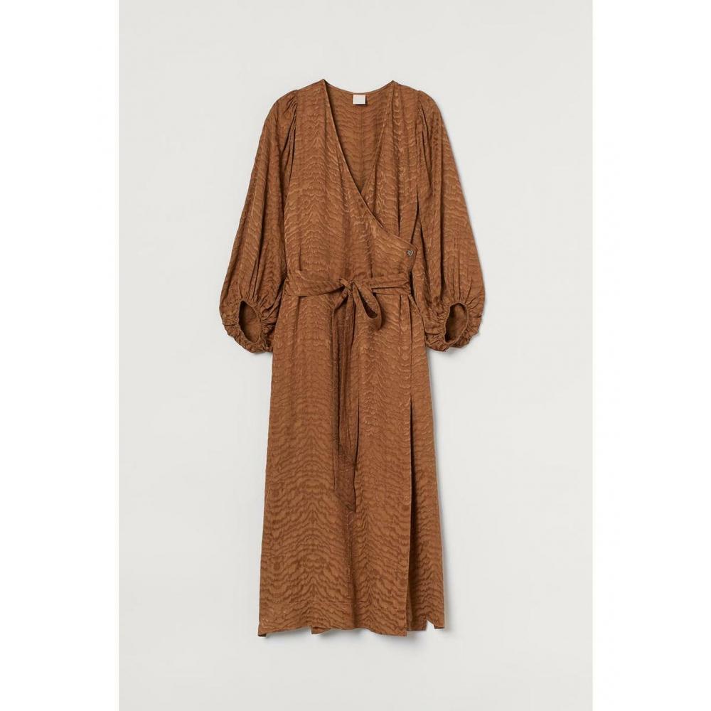 

Платье HM с рукавами-фонариками, коричневое 0962216001 XSEUR XSP