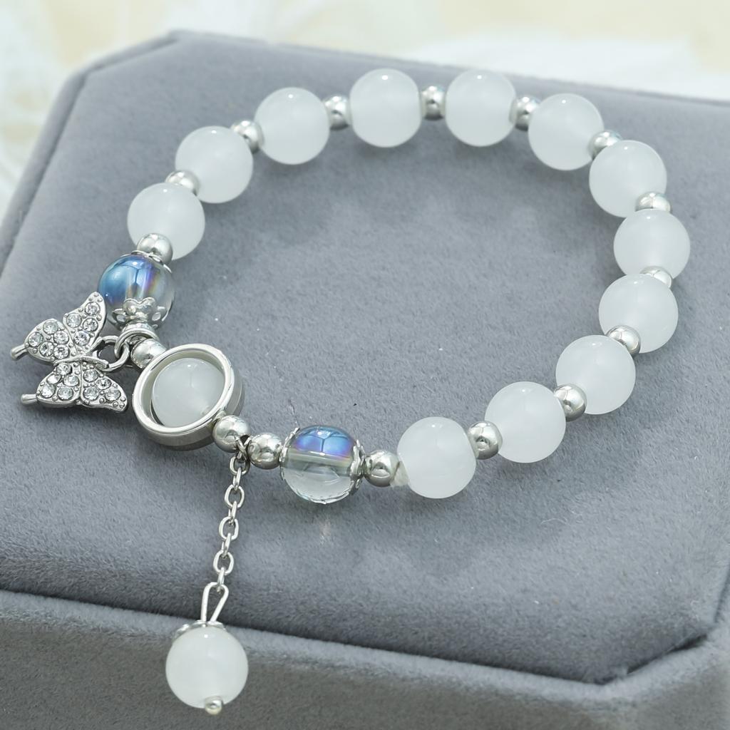 Small fresh color butterfly broken bead bracelet female ins style niche design new gray moonlight star and moon crystal jewelry