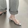 Niche French flat-bottomed silver temperament strappy sandals fairy shoes 2025 new summer beach roman shoes