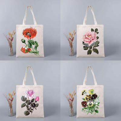 Einkaufstasche, Reisetasche, Öko-Einkaufstasche, Blumenmalerei, Druck, faltbar, Handtasche, Geldbörse, Leinwand, groß, Retro, Damen, hochwertige Kunst, Mode