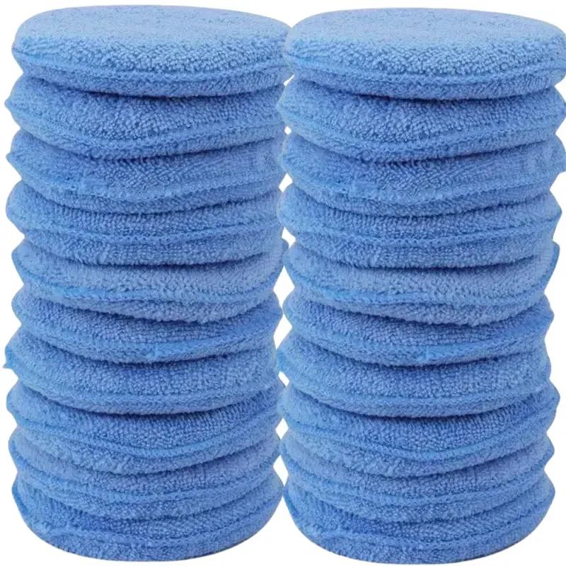 1/20pcs Car Microfiber Wax Applicator Foam Pocket Sponge Detailing Cleaning Buffing Pad for Auto Waxing, Dusting Polishing