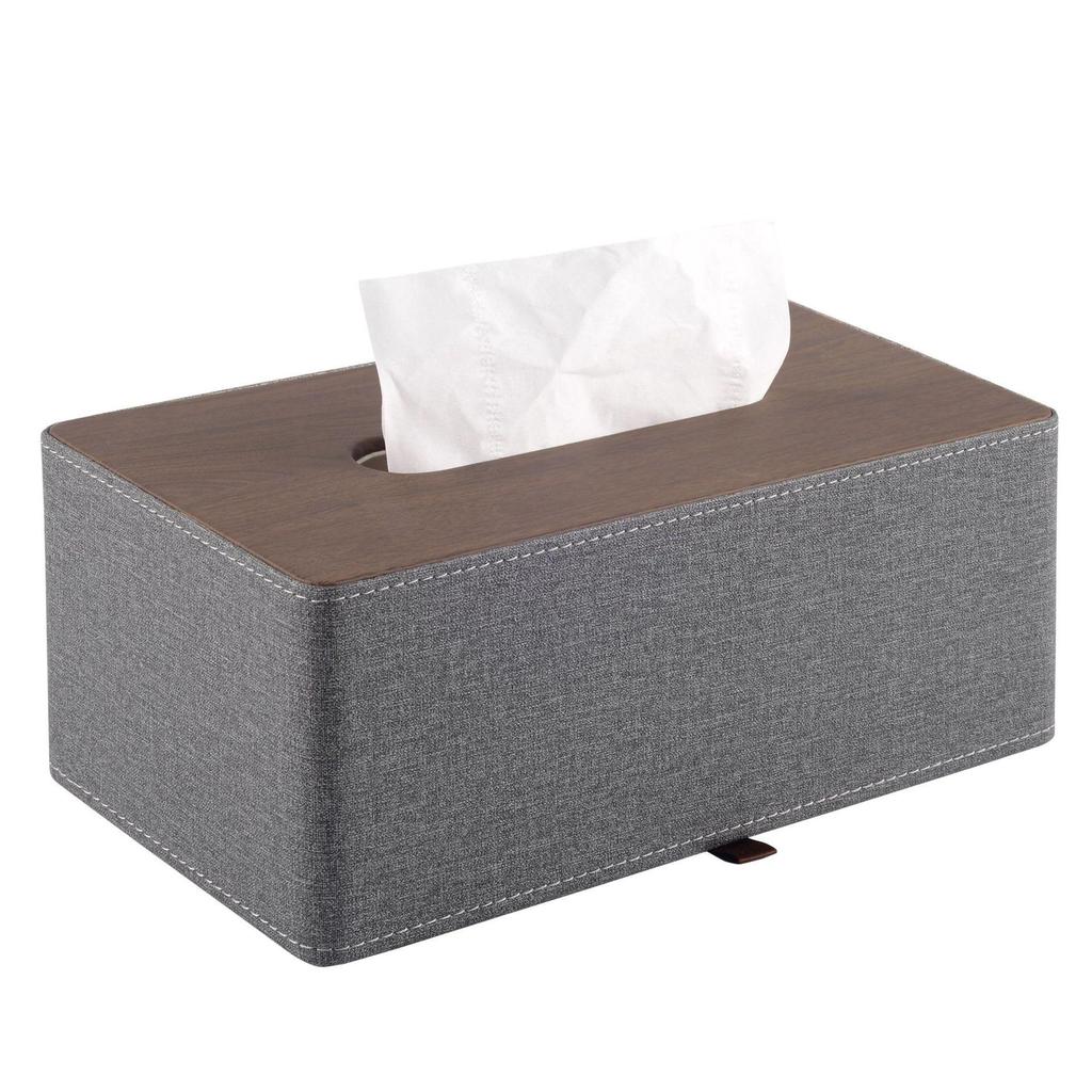 Eco-friendly Black Plaid Leather Tissue Box for Home and Hotel